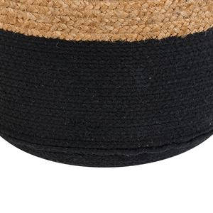 Pouf ottomana iuta nera perline EPS riempimento rotondo ø 46 cm stile boho