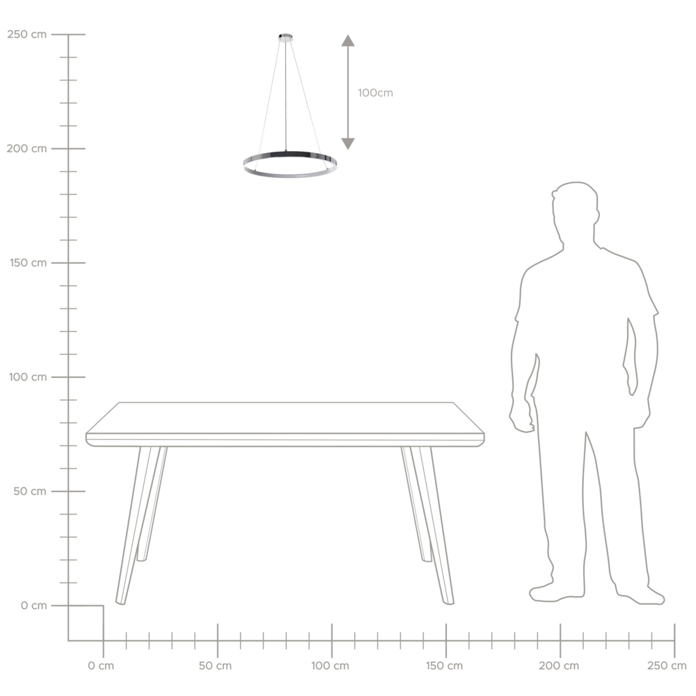 Moderna Lampada a Sospensione Illuminazione LED Integrata Anello Rotondo ø 40 cm Argento