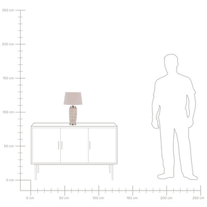 Lampada da comodino in ceramica beige e bianca 48 cm motivo a righe con paralume a tamburo tradizionale