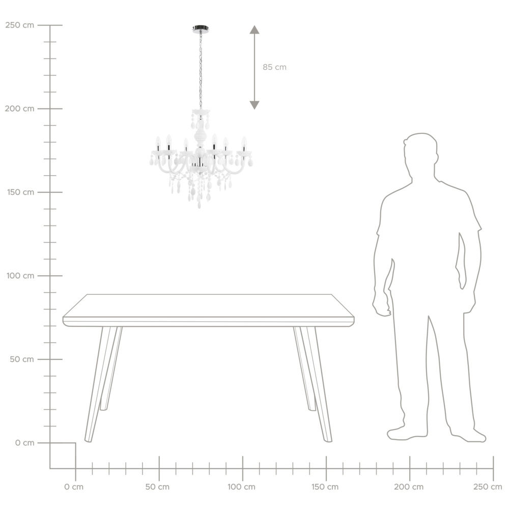 Lampadario Cristallo Bianco 6 Lampadine Glamour Soggiorno Camera da Letto