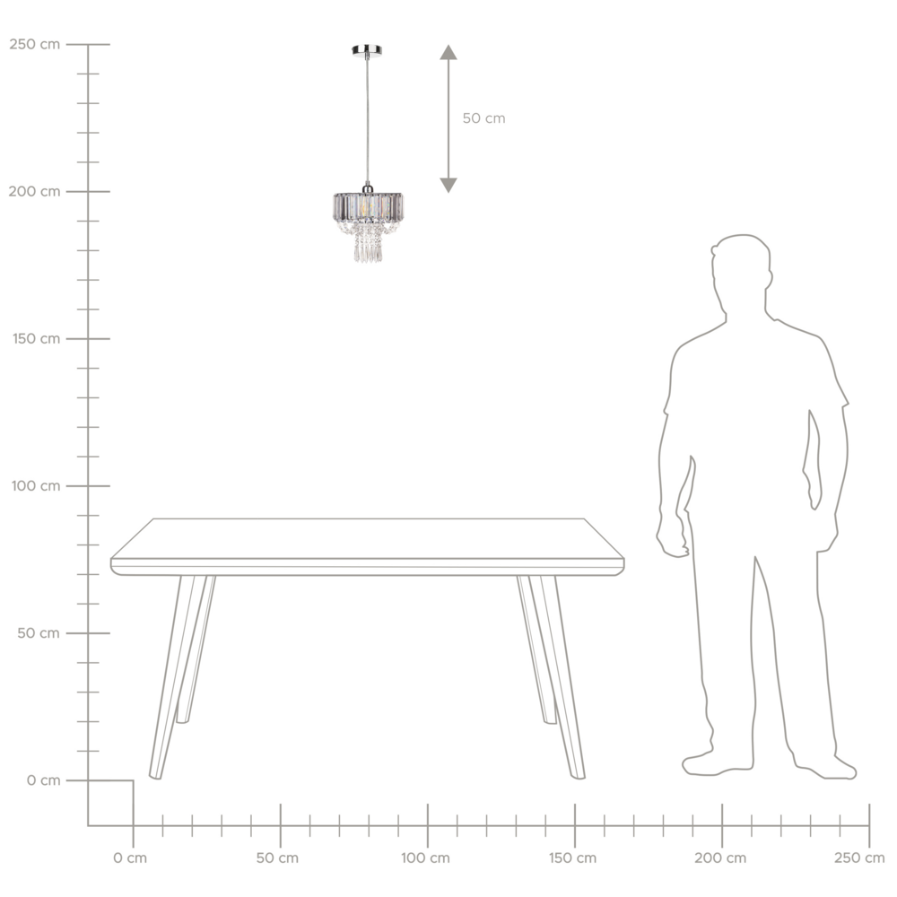 Lampada a Sospensione Metallo Trasparente Vetro Acrilico 83 cm Lampadario Decorativo Finitura Lucida Glam