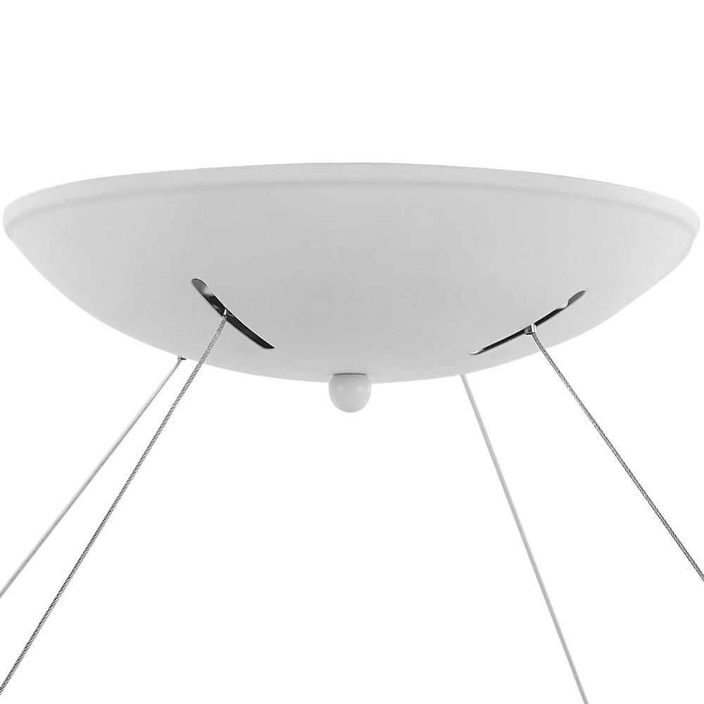 Lampada a sospensione in acciaio bianco con luci a LED integrate ad anello di forma rotonda a sospensione con illuminazione glamour moderna