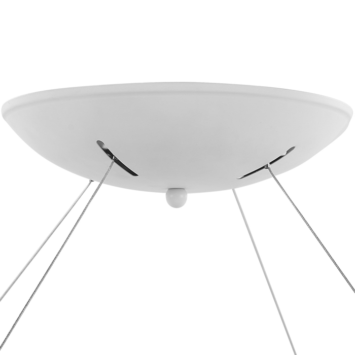 Lampada a sospensione in acciaio bianco con luci a LED integrate ad anello di forma rotonda a sospensione con illuminazione glamour moderna