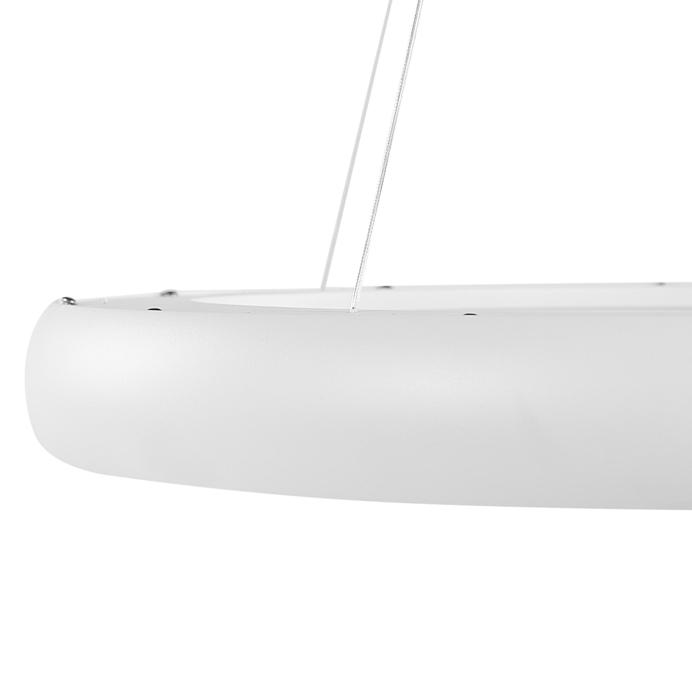 Lampada a sospensione in acciaio bianco in alluminio con luci a LED integrate ad anello di forma rotonda a sospensione illuminazione