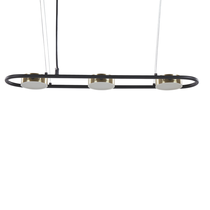 Lampada a sospensione in ottone Nero in acciaio luci a LED integrate a 3 luci forma geometrica illuminazione a binario a sospensione cucina