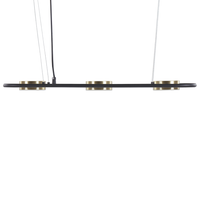 Lampada a sospensione in ottone Nero in acciaio luci a LED integrate a 3 luci forma geometrica illuminazione a binario a sospensione cucina
