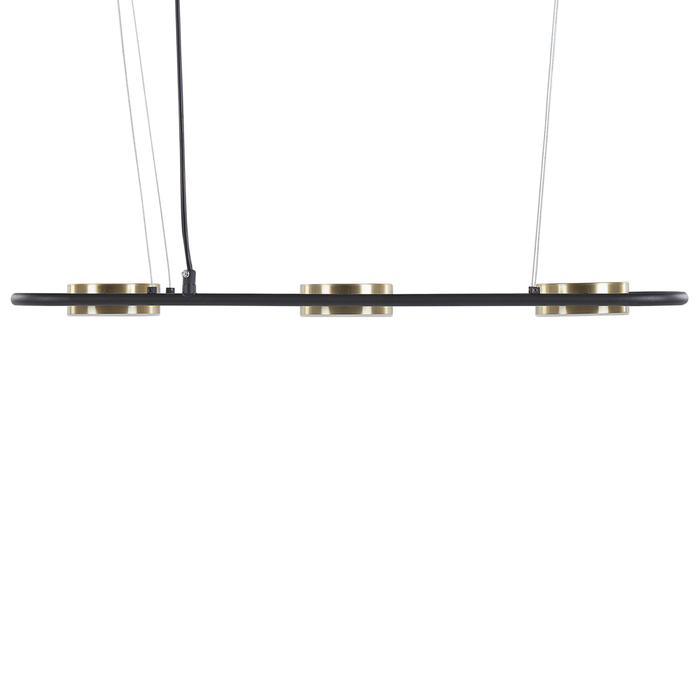 Lampada a sospensione in ottone Nero in acciaio luci a LED integrate a 3 luci forma geometrica illuminazione a binario a sospensione cucina