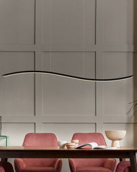 Lampada a sospensione in ferro Nero con luce a LED integrata novità ondulata illuminazione moderna a sospensione