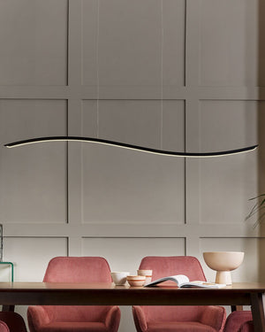 Lampada a sospensione in ferro Nero con luce a LED integrata novità ondulata illuminazione moderna a sospensione