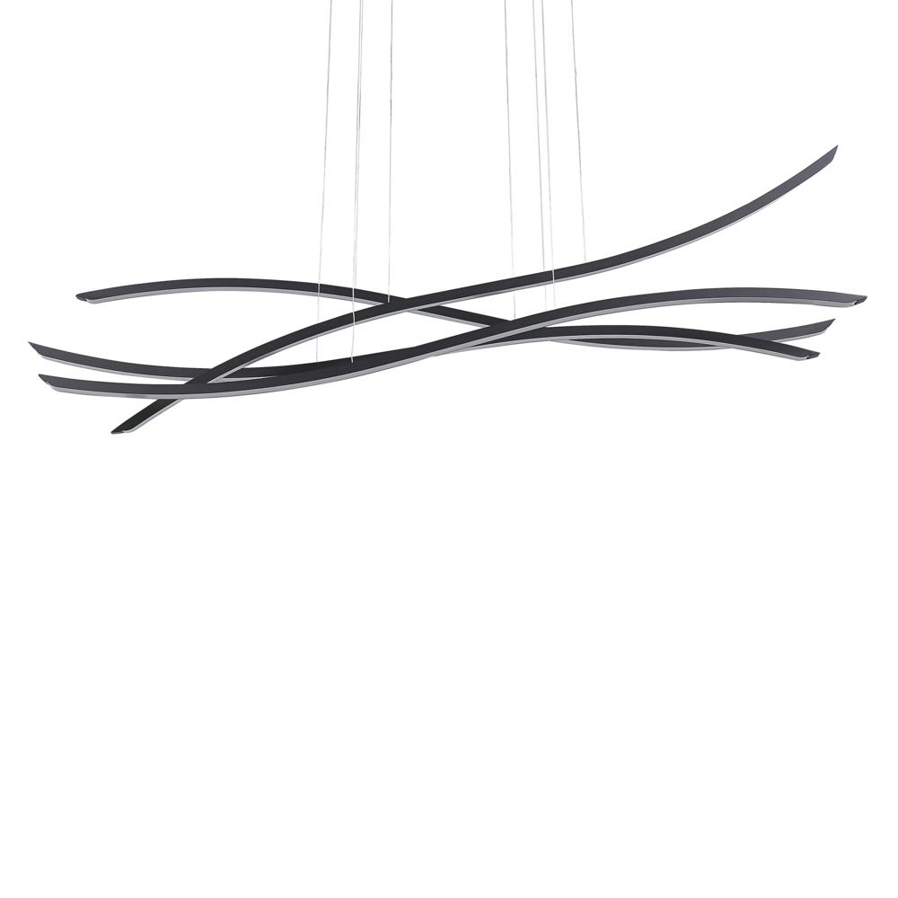 Lampada a sospensione in ferro Nero 4 luci a LED integrate novità ondulate illuminazione moderna a sospensione