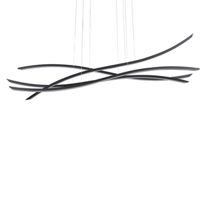 Lampada a sospensione in ferro Nero 4 luci a LED integrate novità ondulate illuminazione moderna a sospensione