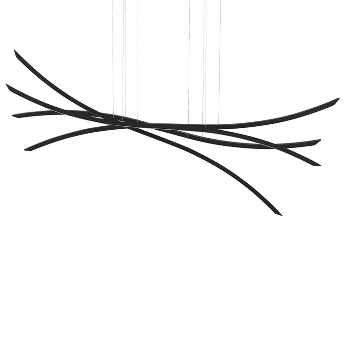 Lampada a sospensione in ferro Nero 4 luci a LED integrate novità ondulate illuminazione moderna a sospensione