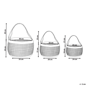 Set di 3 cestini in alghe naturali con manici Accessorio per la casa in stile Boho