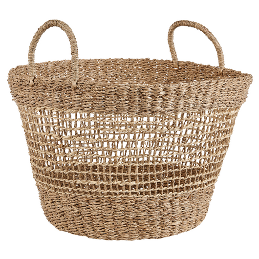 Set di 2 cestini in alghe naturali con manici intrecciati accessori per la casa in stile boho