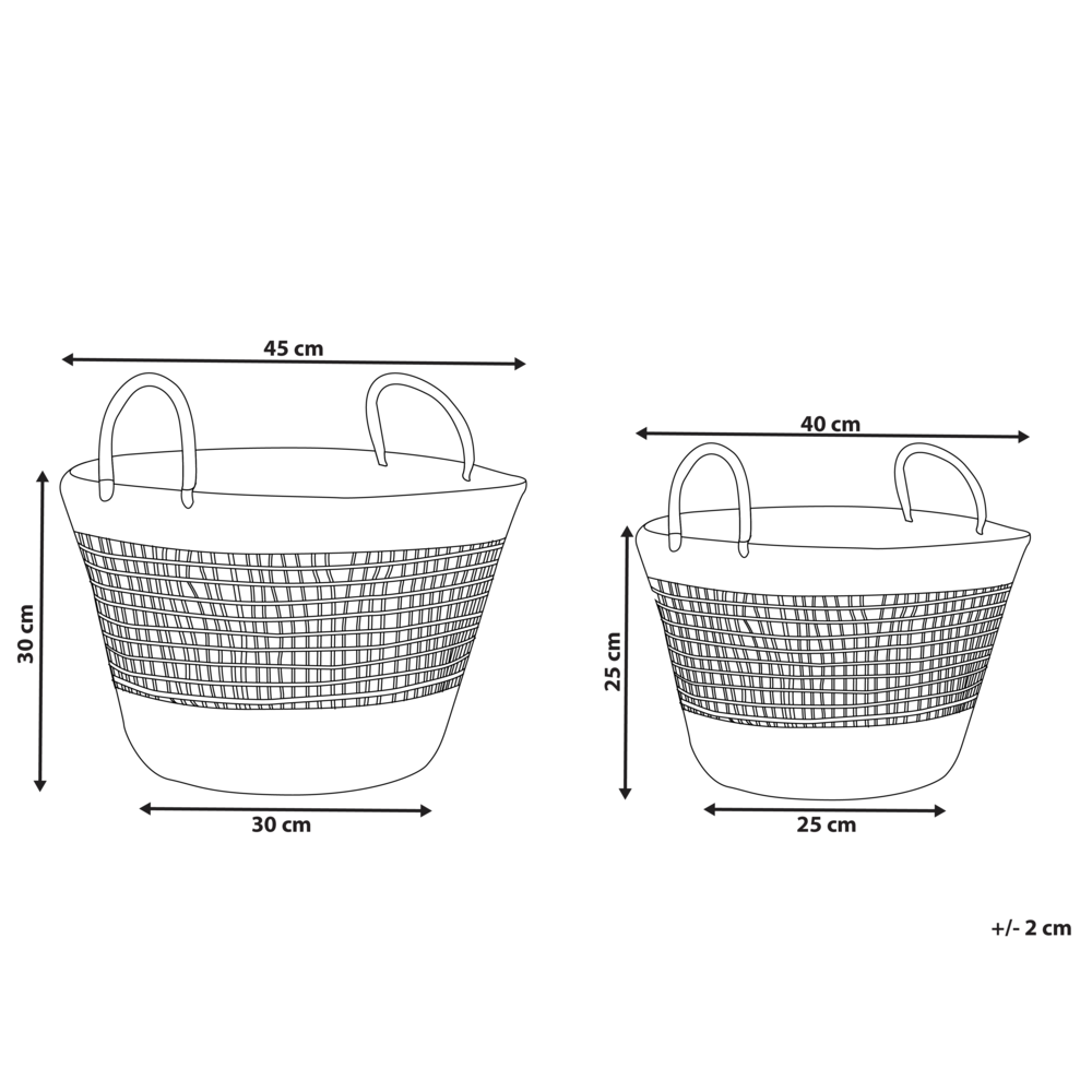 Set di 2 cestini in alghe naturali con manici intrecciati accessori per la casa in stile boho