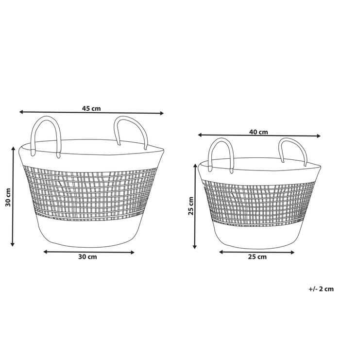 Set di 2 cestini in alghe naturali con manici intrecciati accessori per la casa in stile boho