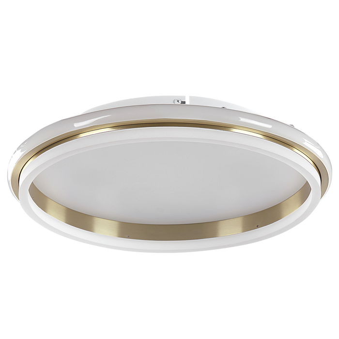 Lampada da soffitto a LED in metallo dorato 64 cm Paralume ad anello in acrilico opale LED Luce bianca calda Illuminazione a filo