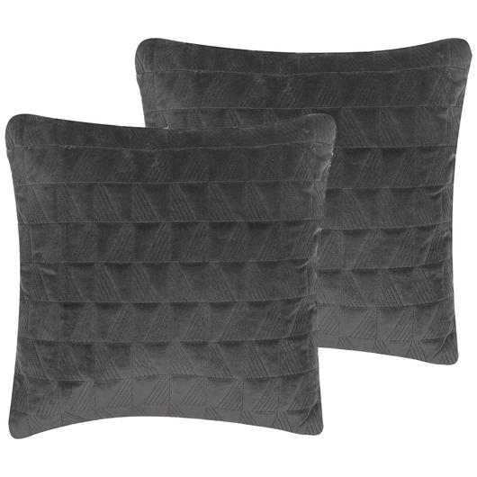 Set di 2 cuscini decorativi in cotone grigio motivo geometrico 45 x 45 cm triangolo quadrato minimalista moderno accessori