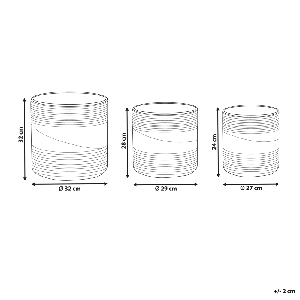 Set di 3 vasi per piante in alghe naturali con fodera per interni stile Boho