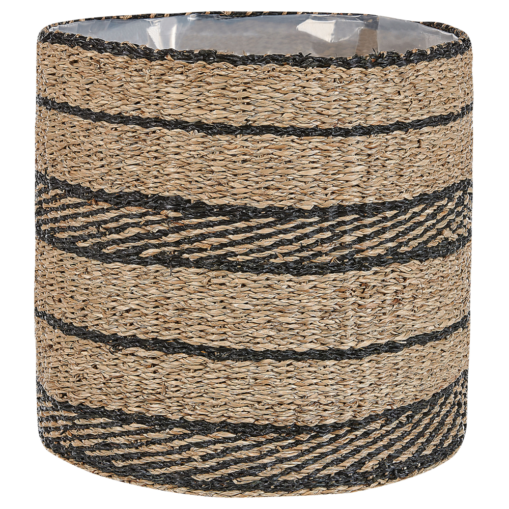 Set di 3 cestini per piante vasi per fioriere in alghe naturali con rivestimento per interni