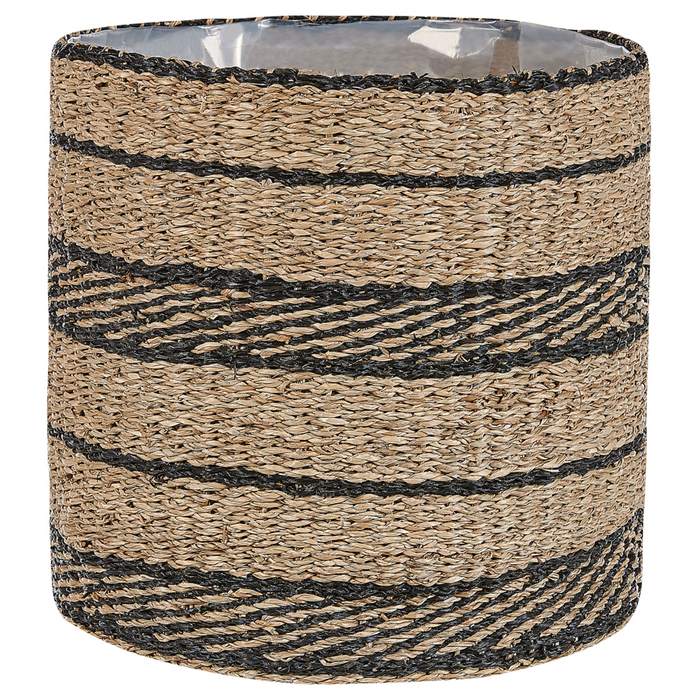 Set di 3 cestini per piante vasi per fioriere in alghe naturali con rivestimento per interni