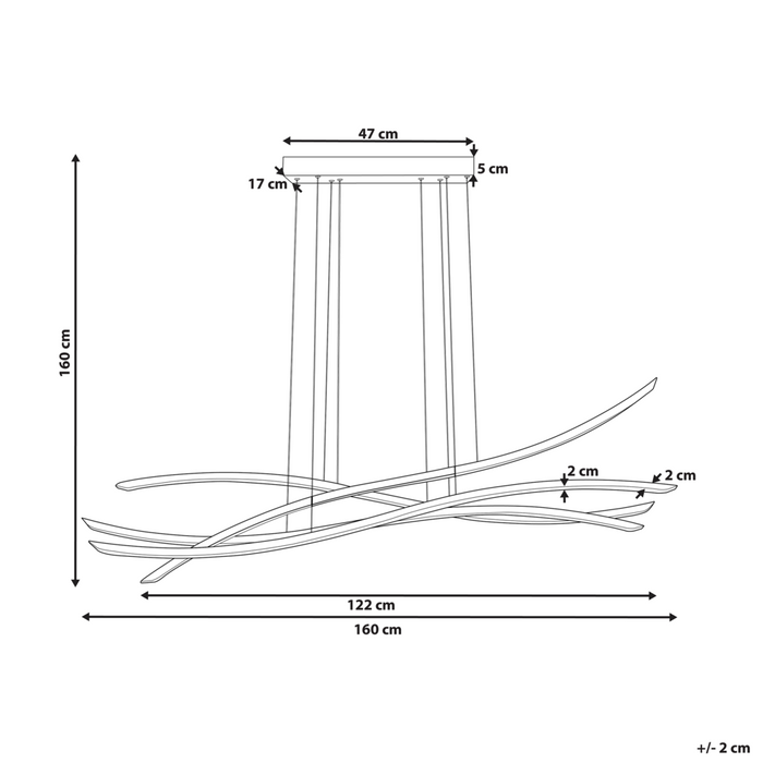 Lampada a sospensione in ferro Nero 4 luci a LED integrate novità ondulate illuminazione moderna a sospensione
