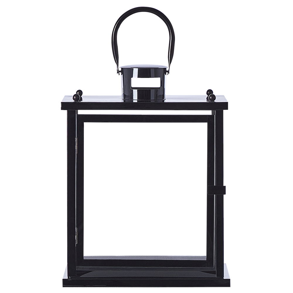 Lanterna dal design classico in acciaio inox nero e vetro temperato 29 cm