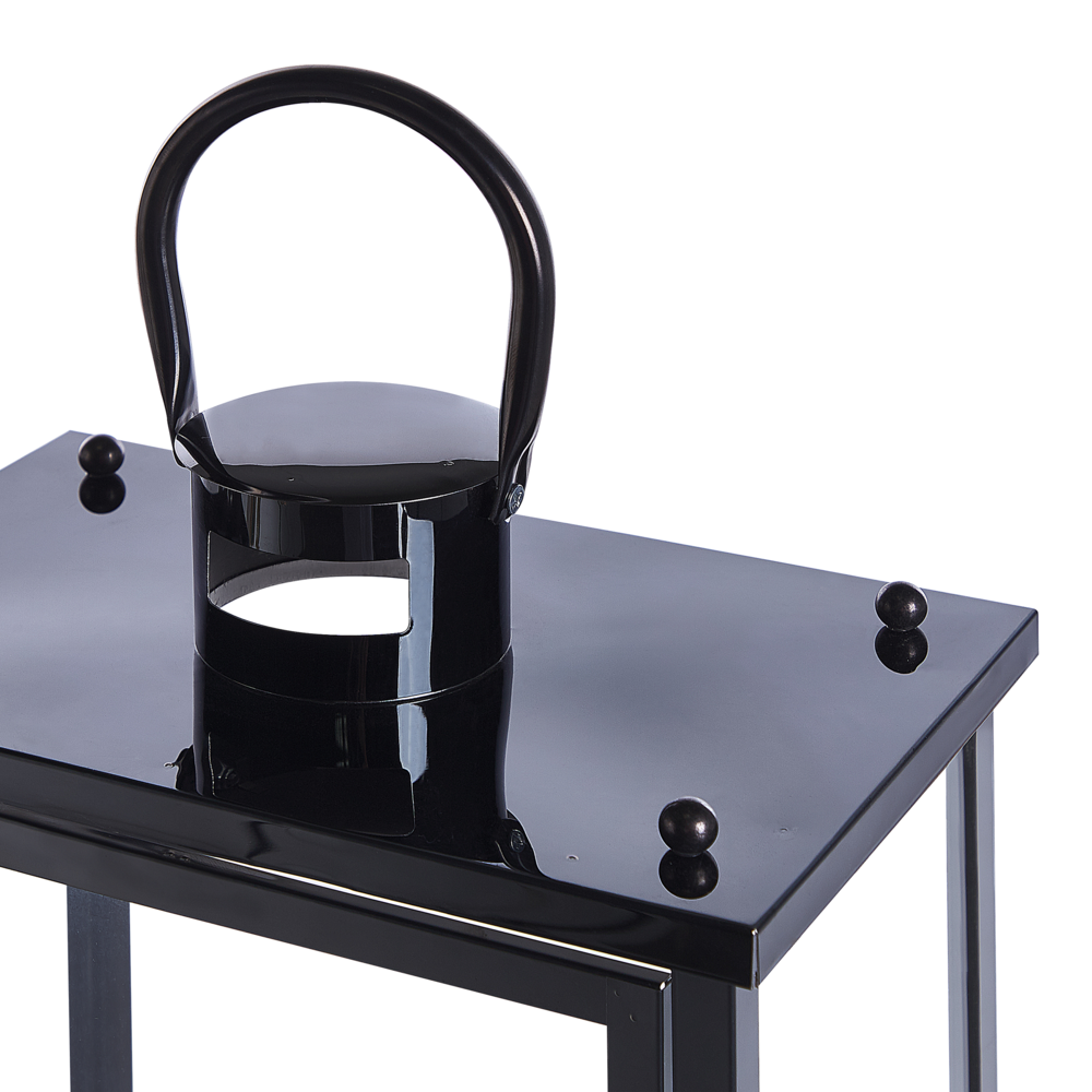 Lanterna dal design classico in acciaio inox nero e vetro temperato 29 cm