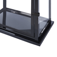 Lanterna dal design classico in acciaio inox nero e vetro temperato 29 cm