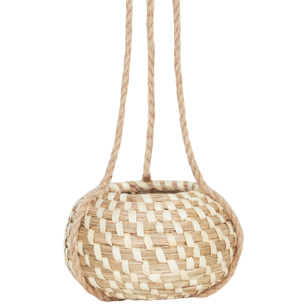 Set di 2 vasi per piante sospesi alghe naturali 27 x 86/ 22 x 69 cm Accessorio per la casa Fioriera stile boho