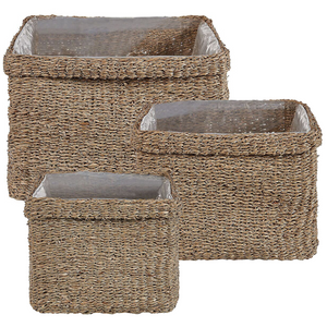 Set di 3 vasi per piante alghe naturali 23 x 34/ 27 x 36/ 30 x 45 cm Accessorio per la casa Fioriera stile boho