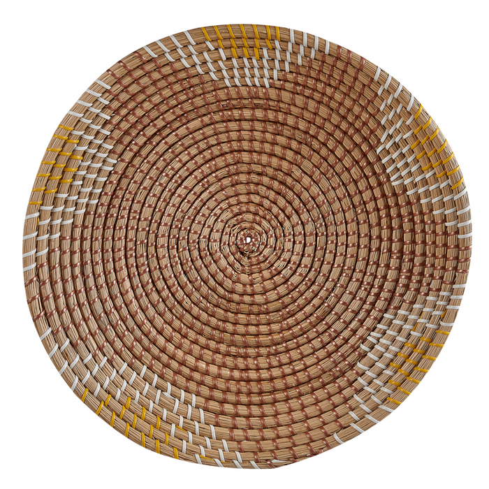 Set di 5 piatti da appendere decorativi in alghe naturali con decorazioni da parete in stile africano