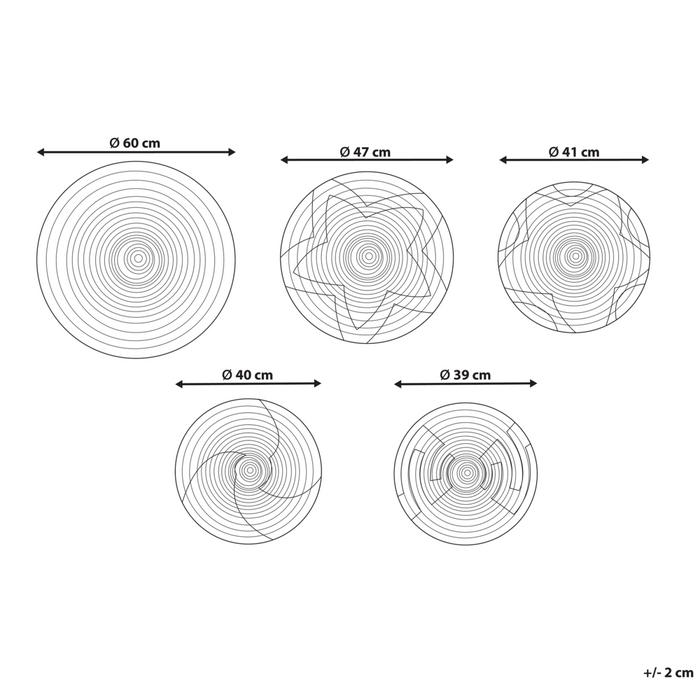 Set di 5 piatti da appendere decorativi in alghe naturali con decorazioni da parete in stile africano