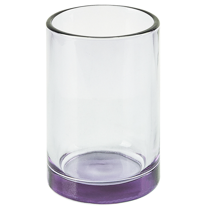 Set di accessori da bagno in 4 pezzi Dispenser di sapone in vetro viola Glam Portasapone Portaspazzolino Tazza