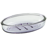 Set di accessori da bagno in 4 pezzi Dispenser di sapone in vetro viola Glam Portasapone Portaspazzolino Tazza