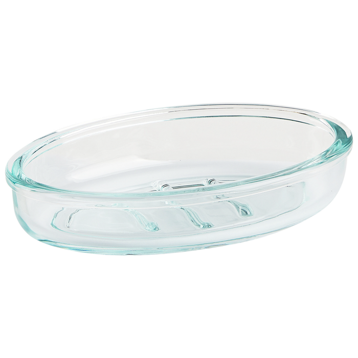 Set di accessori per il bagno in 5 pezzi Dispenser di sapone in vetro verde Glam Portasapone Portaspazzolino Tazza