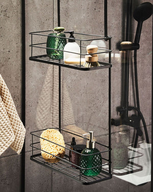 Mensola da bagno sospesa in metallo Nero portaoggetti da doccia per organizer per cestini