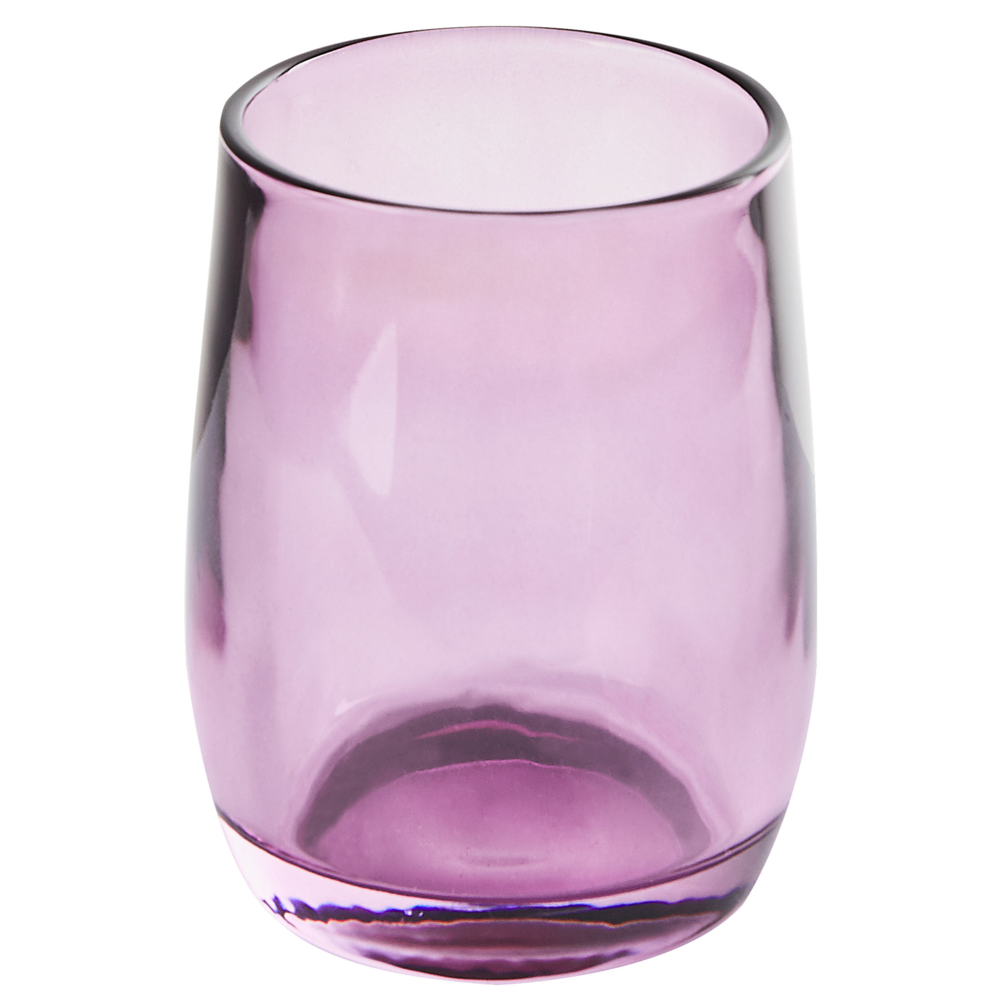 Set di accessori da bagno in 4 pezzi Dispenser di sapone in vetro viola Glam Portasapone Portaspazzolino Tazza