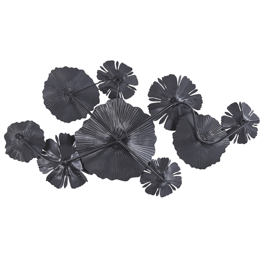 Decorazione da parete Grigio Bianco e dorato Ferro 90 x 49 cm Metallo Scultura Arte Fiori Glam Accessorio Moderno