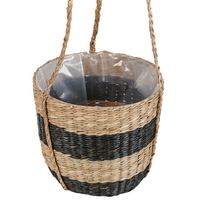 Vaso per piante sospeso naturale con alghe nere 64 cm Accessorio per la casa Fioriera in stile boho