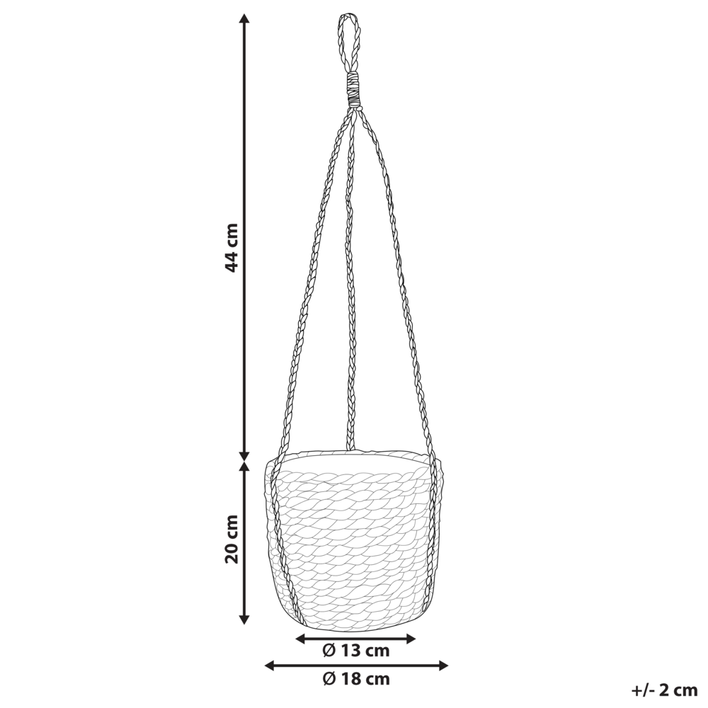 Vaso per piante sospeso naturale con alghe nere 64 cm Accessorio per la casa Fioriera in stile boho