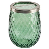 Set di accessori da bagno in 4 pezzi Dispenser di sapone in vetro verde Glam Portasapone Portaspazzolino Tazza