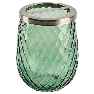 Set di accessori da bagno in 4 pezzi Dispenser di sapone in vetro verde Glam Portasapone Portaspazzolino Tazza