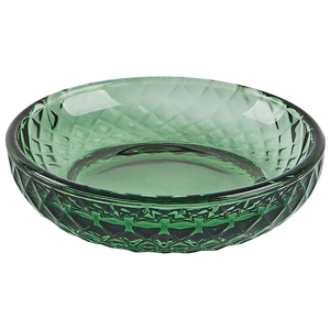 Set di accessori da bagno in 4 pezzi Dispenser di sapone in vetro verde Glam Portasapone Portaspazzolino Tazza