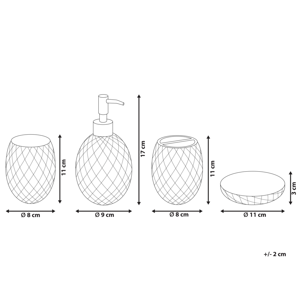 Set di accessori da bagno in 4 pezzi Dispenser di sapone in vetro verde Glam Portasapone Portaspazzolino Tazza