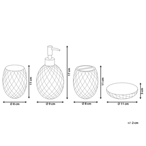 Set di accessori da bagno in 4 pezzi Dispenser di sapone in vetro verde Glam Portasapone Portaspazzolino Tazza