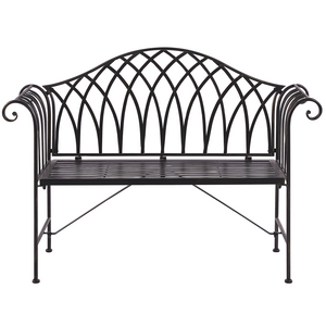 Panca da giardino per esterni in metallo Nero 130 cm 2 posti con braccioli svasati in stile vintage