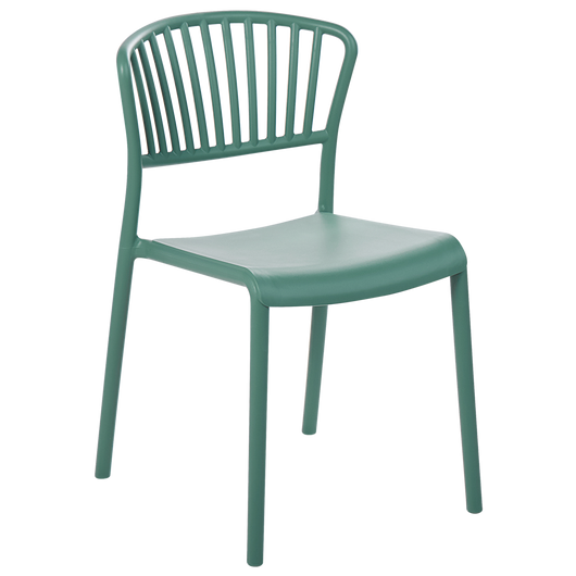 Set di 4 sedie da pranzo in plastica verde per interni ed esterni da giardino impilabili in stile minimalista