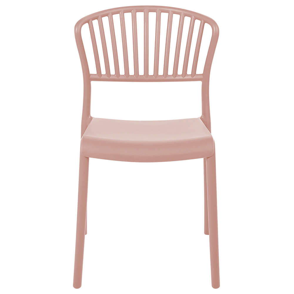 Set di 4 sedie da pranzo in plastica rosa per interni ed esterni da giardino impilabili in stile minimalista
