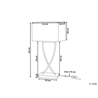 Lampada da Tavolo Metallo dorato Bianco Paralume paralume in policotone Rettangolare 62H cm Soggiorno Moderno